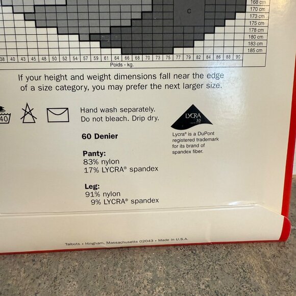 Talbots Microfiber Opaque Control Top Pantyhose Lycra 3D Size A Loden VTG Hose - Picture 6 of 9